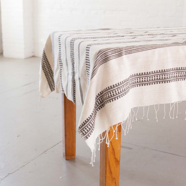 Aden Grey Cotton Tablecloth 96x54