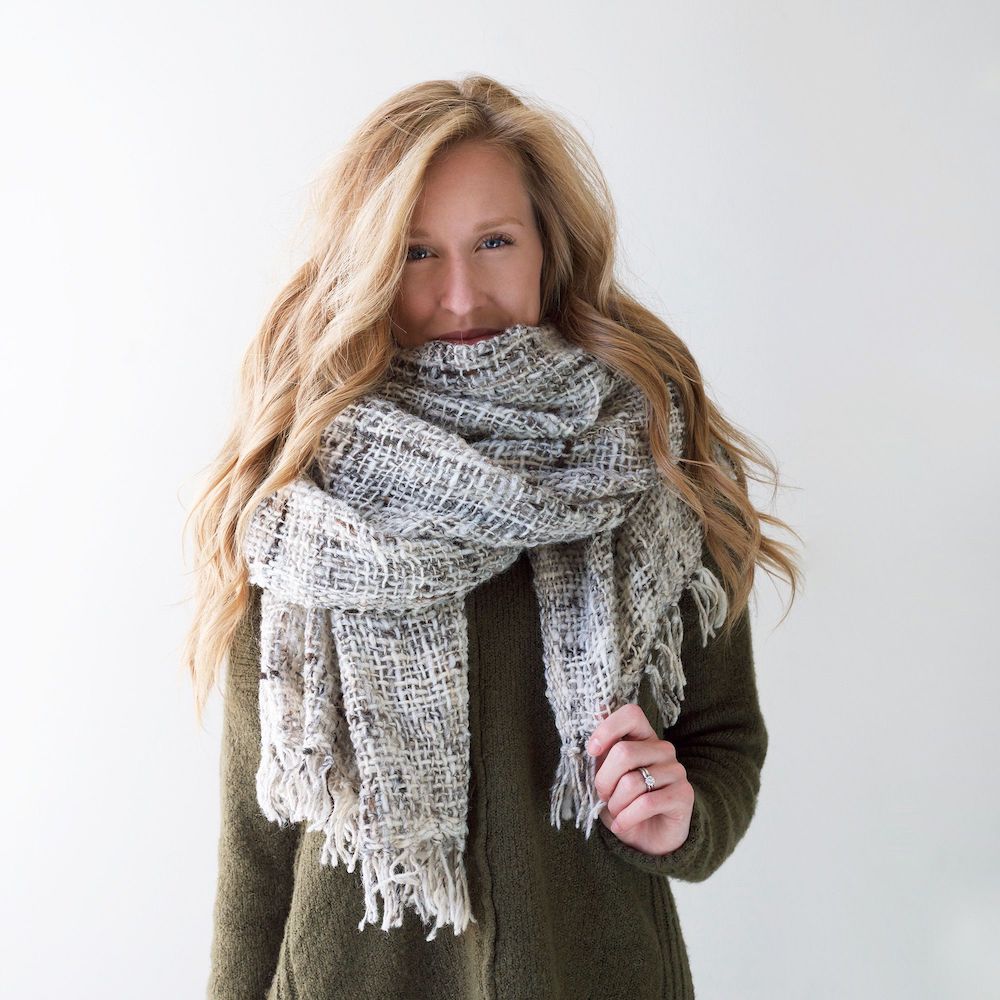 Hand-Woven Wool Shawl & Throw - Heather Grey